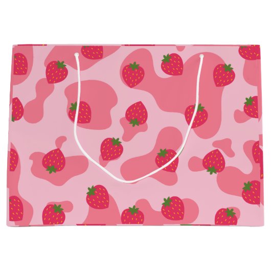 Cute Kawaii Strawberry Koe Pattern Groot Cadeauzakje (Voorkant)