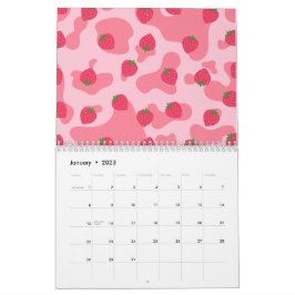 Cute Kawaii Strawberry Koe Pattern Kalender