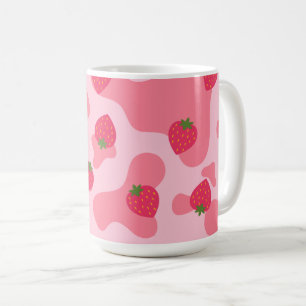 Cute Kawaii Strawberry Koe Pattern Koffiemok