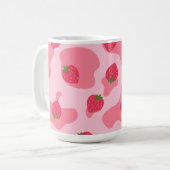 Cute Kawaii Strawberry Koe Pattern Koffiemok (Voorkant links)