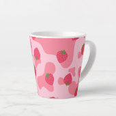 Cute Kawaii Strawberry Koe Pattern Latte Mok (Rechterhoek)