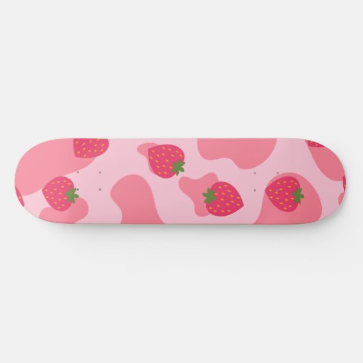 Cute Kawaii Strawberry Koe Pattern Persoonlijk Skateboard (Horizontaal)