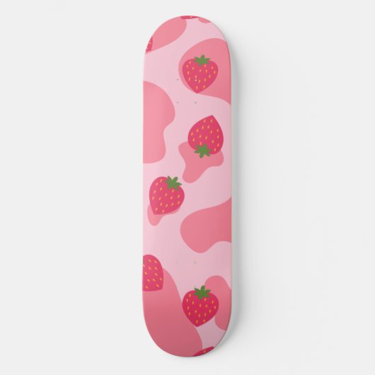 Cute Kawaii Strawberry Koe Pattern Persoonlijk Skateboard (Voorkant)