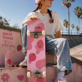 Cute Kawaii Strawberry Koe Pattern Persoonlijk Skateboard