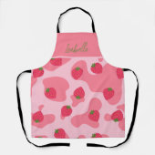 Cute Kawaii Strawberry Koe Pattern Schort (Voorkant)