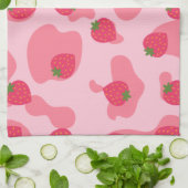 Cute Kawaii Strawberry Koe Pattern Theedoek (Gevouwen)