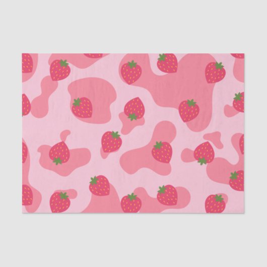 Cute Kawaii Strawberry Koe Pattern Tissuepapier (Voorkant)