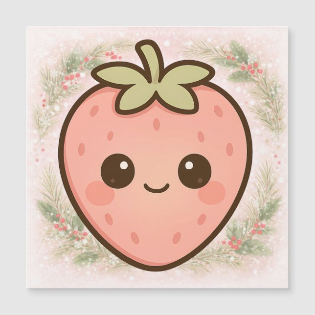 Cute Kawaii Strawberry Magnet (Voorkant)
