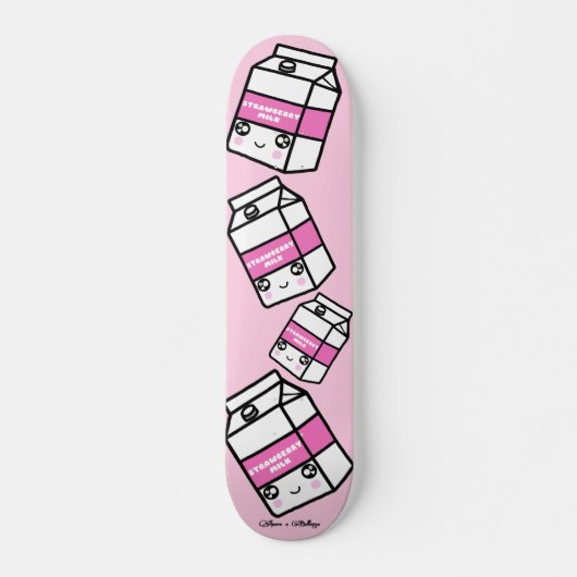 Cute Kawaii Strawberry Milk Dairy Yum Pastel Roze Persoonlijk Skateboard (Voorkant)