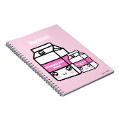Cute Kawaii Strawberry Milk Duo Dairy Drink Roze Notitieboek (Rechterzijde)