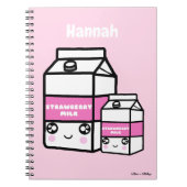 Cute Kawaii Strawberry Milk Duo Dairy Drink Roze Notitieboek (Voorkant)