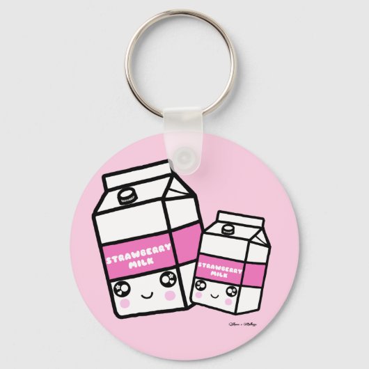 Cute Kawaii Strawberry Milk Sweet Dairy Foodie BFF Sleutelhanger (Voorkant)