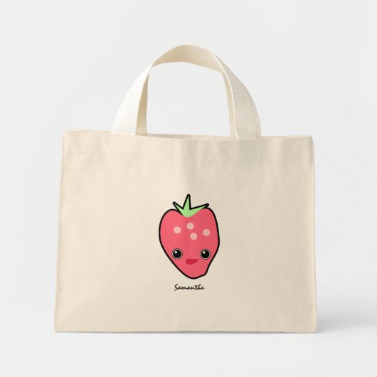 Cute Kawaii Strawberry Mini Tote Bag (Voorkant)