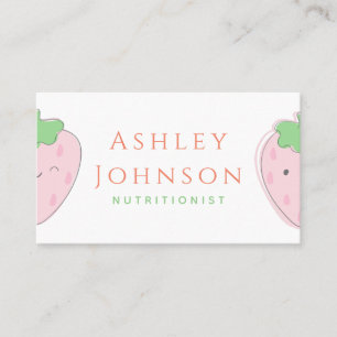 Cute Kawaii Strawberry Nutritionist Dietitian Food Visitekaartje