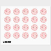 Cute Kawaii Strawberry Pattern Pink Past Ronde Sticker (Vel)