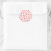 Cute Kawaii Strawberry Pattern Pink Past Ronde Sticker (Tas)