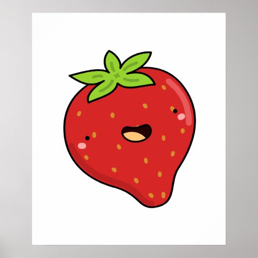 Cute Kawaii Strawberry Poster (Voorkant)