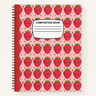 Cute Kawaii Strawberry Spiral Composition Notitieboek