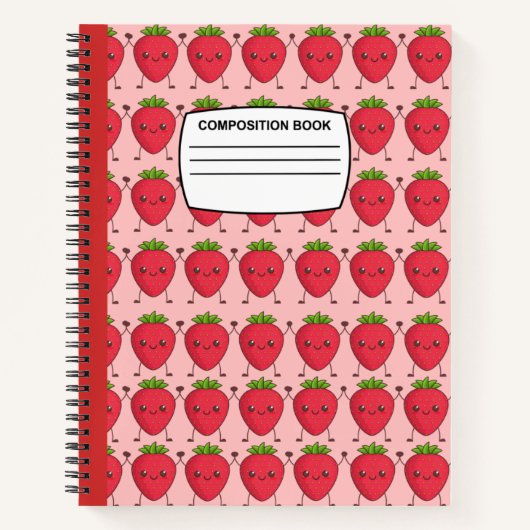 Cute Kawaii Strawberry Spiral Composition Notitieboek (Voorkant)