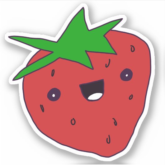 Cute Kawaii Strawberry Sticker (Voorkant)
