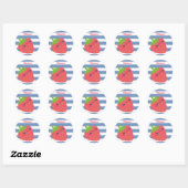 Cute Kawaii Strawberry Striped Personalised Ronde Sticker (Vel)