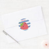 Cute Kawaii Strawberry Striped Personalised Ronde Sticker (Envelop)