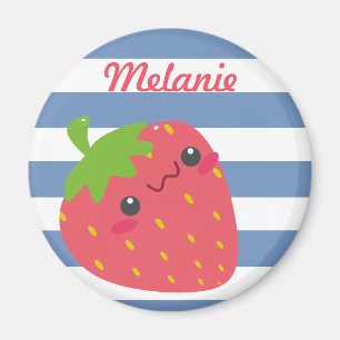 Cute Kawaii Strawberry Striped Personalized Magneet