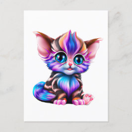 Cute Kawaii Striped Baby Kitten Briefkaart