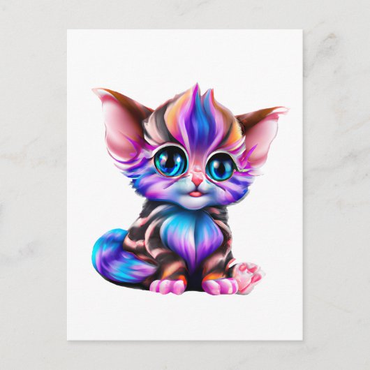 Cute Kawaii Striped Baby Kitten Briefkaart (Voorkant)