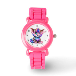 Cute Kawaii Striped Baby Kitten Horloge