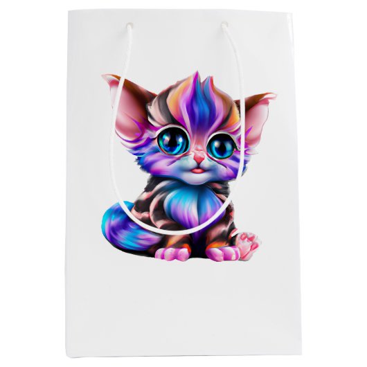 Cute Kawaii Striped Baby Kitten Medium Cadeauzakje (Voorkant)