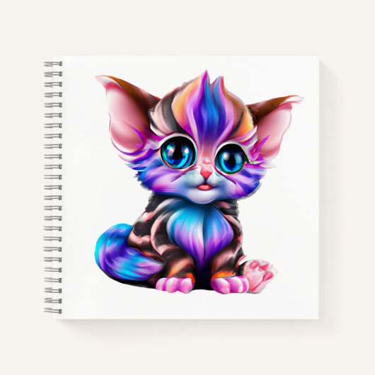 Cute Kawaii Striped Baby Kitten Notitieboek (Voorkant)