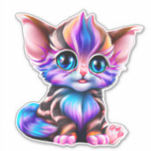 Cute Kawaii Striped Baby Kitten Sticker (Voorkant)