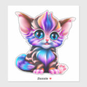 Cute Kawaii Striped Baby Kitten Sticker (Vel)