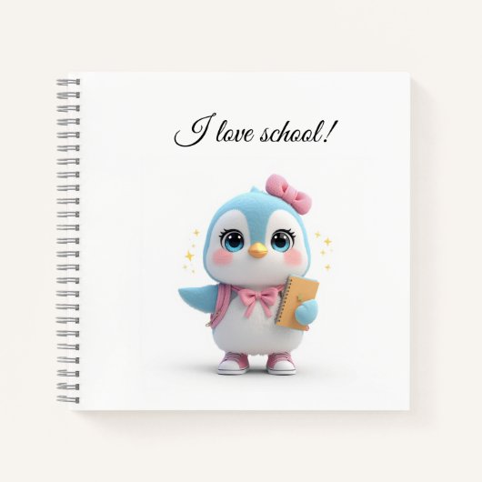 Cute Kawaii Student Pinguïn Notitieboek (Voorkant)