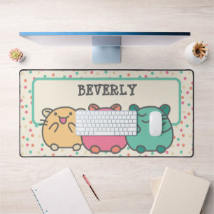 Cute Kawaii Style Cartoon Hamsters op persoonlijke Bureaumat