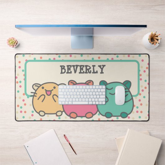 Cute Kawaii Style Cartoon Hamsters op persoonlijke Bureaumat (Kantoor 1)