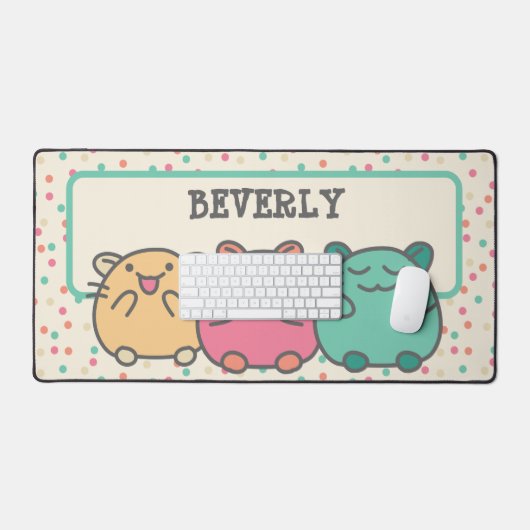 Cute Kawaii Style Cartoon Hamsters op persoonlijke Bureaumat (Keyboard & Muis)