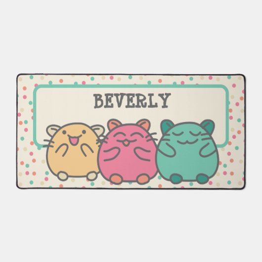 Cute Kawaii Style Cartoon Hamsters op persoonlijke Bureaumat (Voorkant)