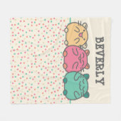 Cute Kawaii Style Cartoon Hamsters op persoonlijke Fleece Deken (Voorkant (Horizontaal))