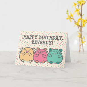 Cute Kawaii Style Cartoon Hamsters op persoonlijke Kaart