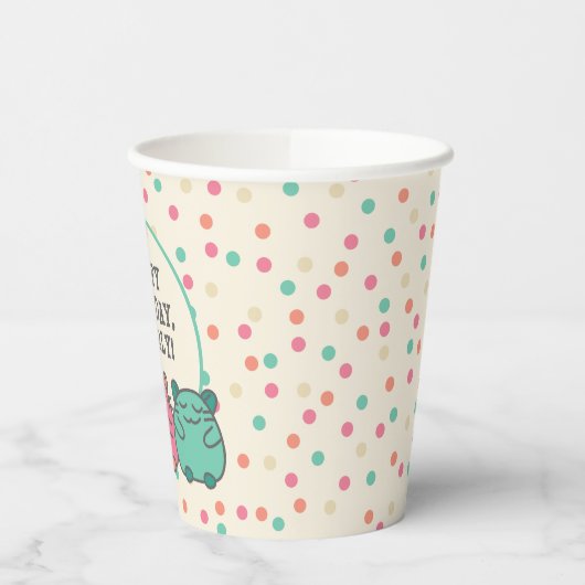 Cute Kawaii Style Cartoon Hamsters op persoonlijke Papieren Bekers (Links)