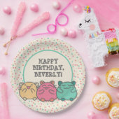 Cute Kawaii Style Cartoon Hamsters op persoonlijke Papieren Bordje (Feest)