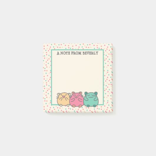 Cute Kawaii Style Cartoon Hamsters op persoonlijke Post-it® Notes (Voorkant)