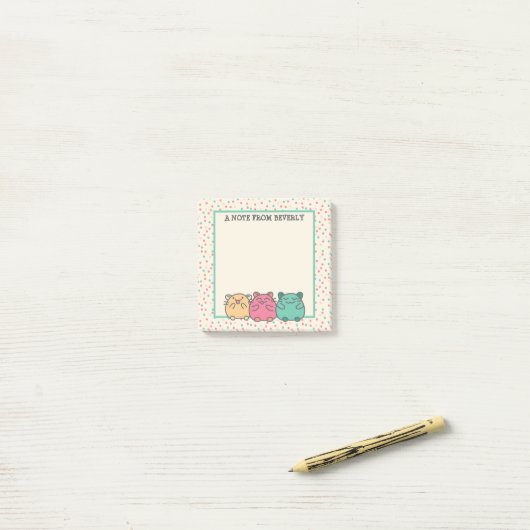 Cute Kawaii Style Cartoon Hamsters op persoonlijke Post-it® Notes (Op bureau)