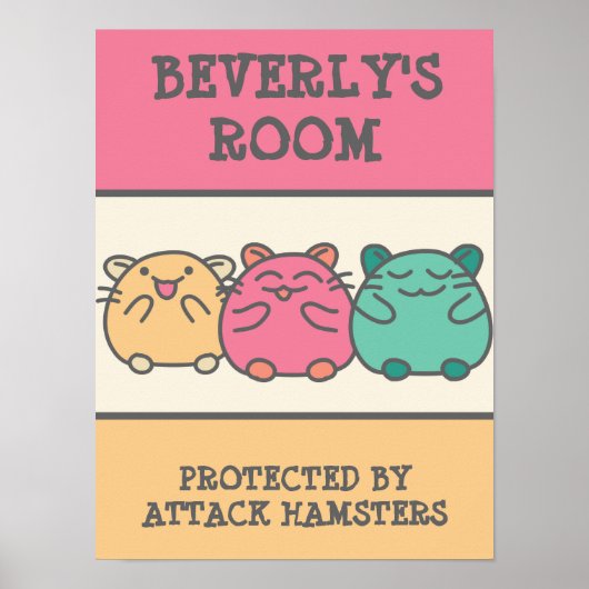 Cute Kawaii Style Cartoon Hamsters op persoonlijke Poster (Voorkant)
