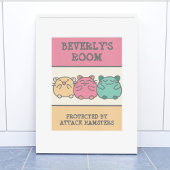 Cute Kawaii Style Cartoon Hamsters op persoonlijke Poster