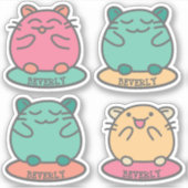 Cute Kawaii Style Cartoon Hamsters op persoonlijke Sticker (Voorkant)