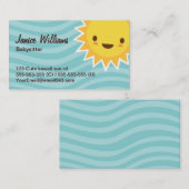 Cute kawaii sun cartoon aqua babysitter visitekaartje (Voorkant / Achterkant)