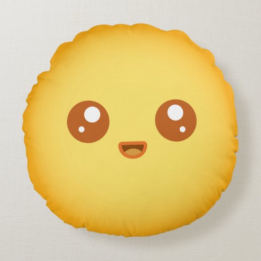 Cute Kawaii Sun Character Rond Kussen (Voorkant)